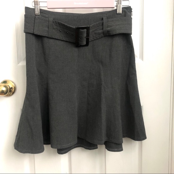 Grace Elements gray bottom pleat skirt with belt 8 - Picture 7 of 7